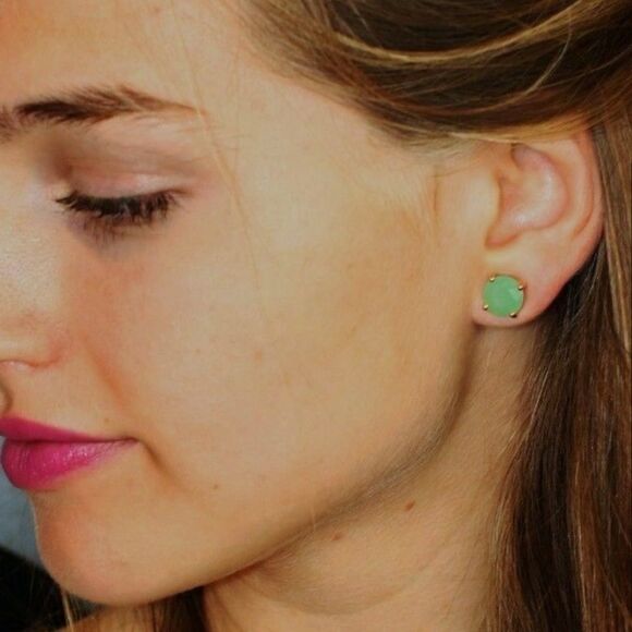 Kate Spade Fresh Green Gold Gumdrop Earrings - Picture 1 of 4
